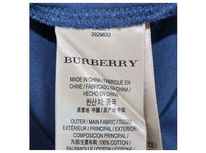T-shirt Burberry blu navy in cotone con logo ricamato e scollo a V - vista 6