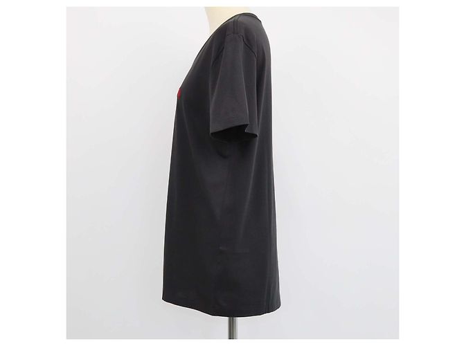 T-shirt Burberry in cotone nero con logo ricamato e scollo a V - vista 2