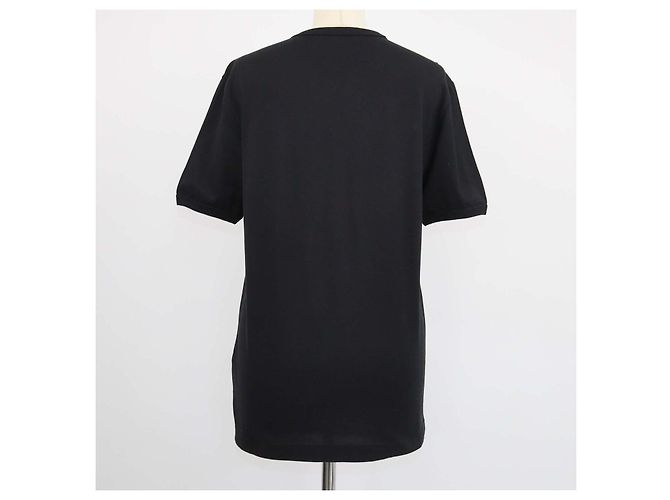 Dolce & Gabbana T-Shirt mit Rundhalsausschnitt aus schwarzer Baumwolle mit besticktem Logo - Ansicht 3