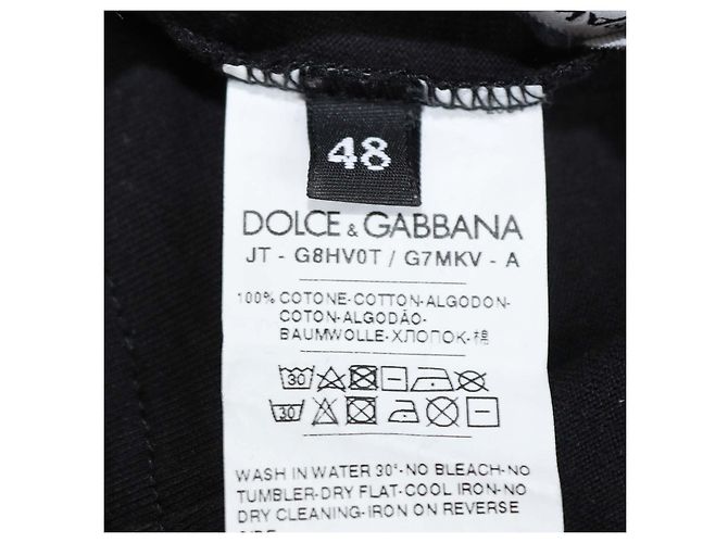 Dolce & Gabbana T-Shirt mit Rundhalsausschnitt aus schwarzer Baumwolle mit besticktem Logo - Ansicht 6
