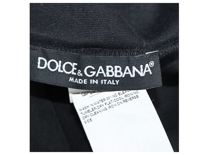 Dolce & Gabbana T-Shirt mit Rundhalsausschnitt aus schwarzer Baumwolle mit besticktem Logo - Ansicht 7