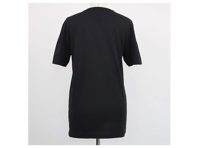 T-shirt Dolce & Gabbana in cotone nero con scollo a V e placca logo - vista 3