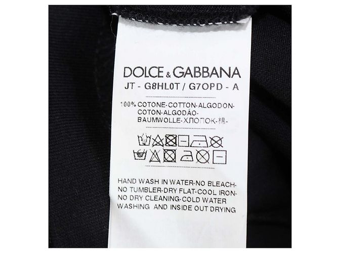 T-shirt Dolce & Gabbana in cotone nero con scollo a V e placca logo - vista 6
