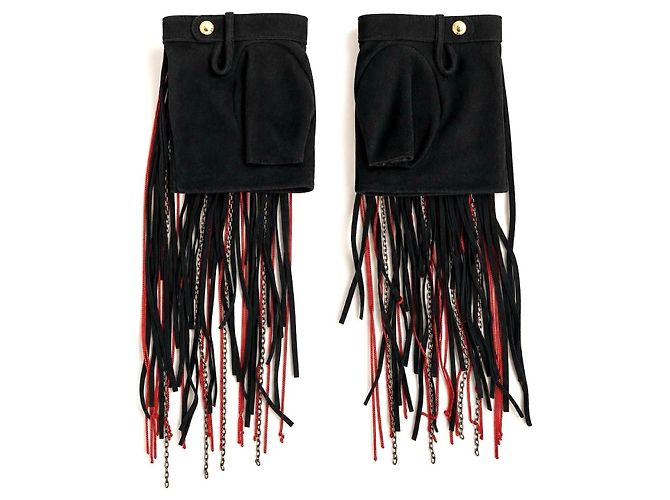 Guantes sin dedos Chanel Paris-Dallas con flecos y cadenas - vista 7