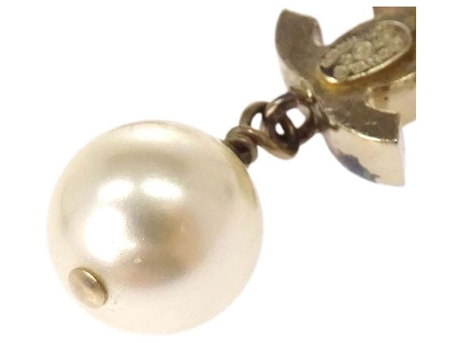 Pendientes colgantes Chanel CC de metal con perla artificial - vista 5