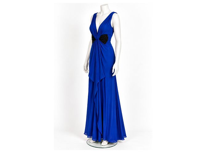Vestido de noche de seda azul Jenny Packham - vista 2