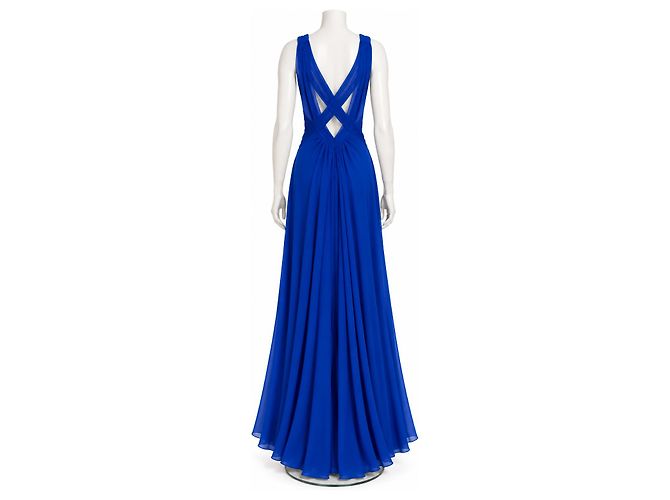 Vestido de noche de seda azul Jenny Packham - vista 3
