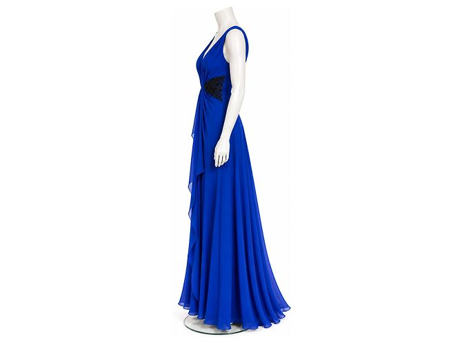 Vestido de noche de seda azul Jenny Packham - vista 4