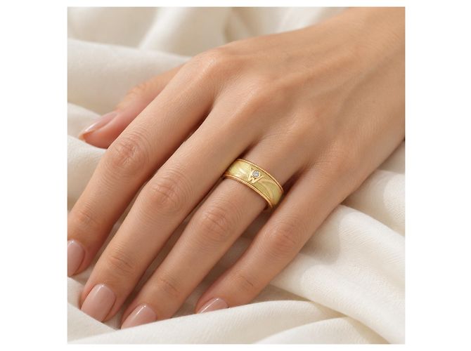Anello Wellendorff Engelsschimmer Oro 750/18K 12,7 g Mis. 52 rotante Full Set - vista 6
