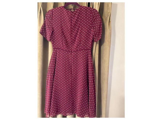 Hobbs Cecily Spot Kleid Burgundy Ivory - Ansicht 3