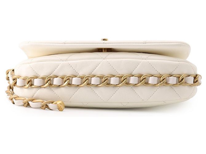 Bolso de hombro con cadena de cuero blanco Chanel - vista 3