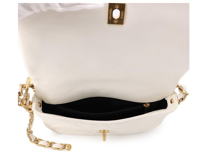 Bolso de hombro con cadena de cuero blanco Chanel - vista 5