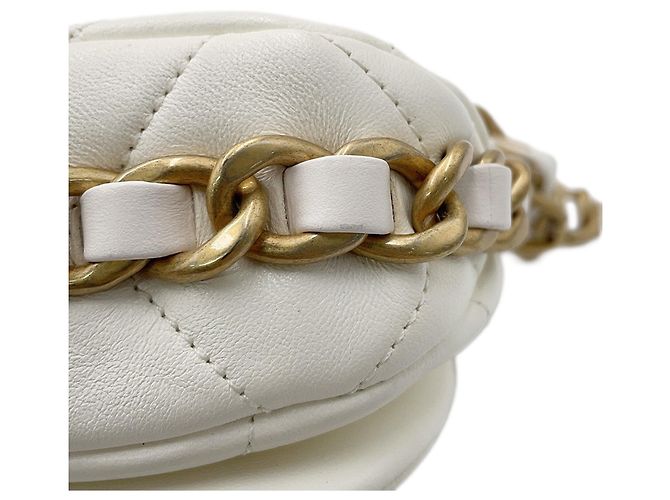 Bolso de hombro con cadena de cuero blanco Chanel - vista 8