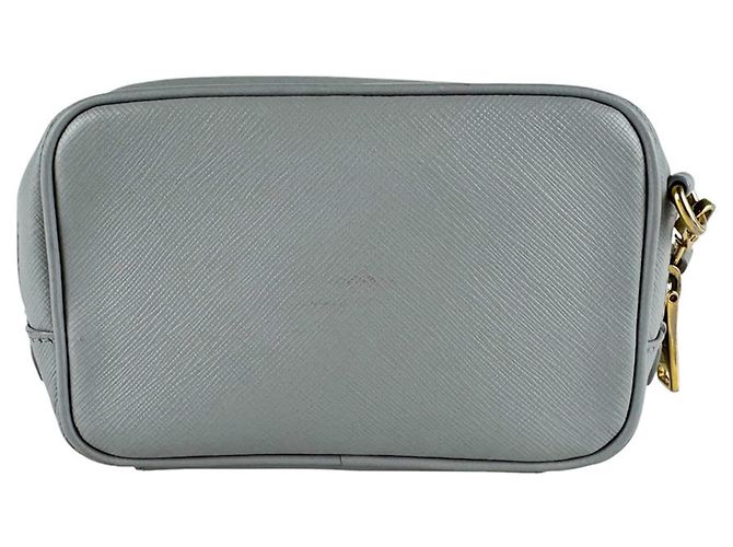 Sac à épaule Prada en cuir gris - vue 3