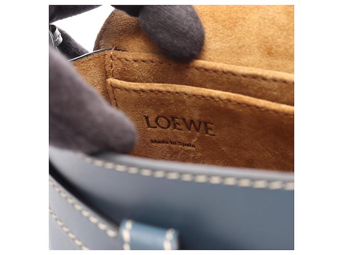 Borsello Loewe Gate in pelle blu - vista 4