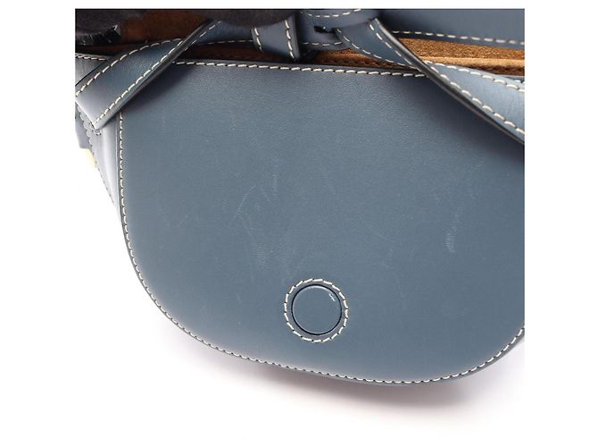 Borsello Loewe Gate in pelle blu - vista 5