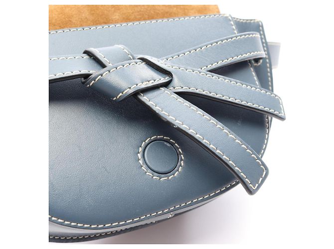 Borsello Loewe Gate in pelle blu - vista 6