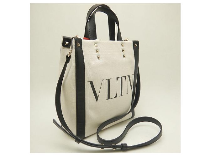 Borsa Tote Valentino Garavani in tela e pelle - vista 3