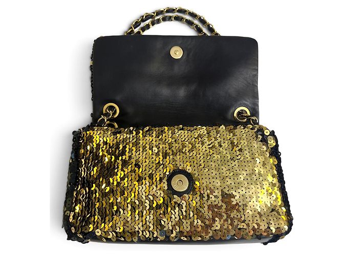 Chanel Borsa a patta media Summer Nights Paillettes Blu e Oro - vista 8