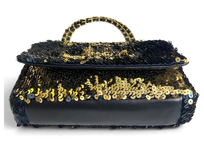 Chanel Borsa a patta media Summer Nights Paillettes Blu e Oro - vista 9