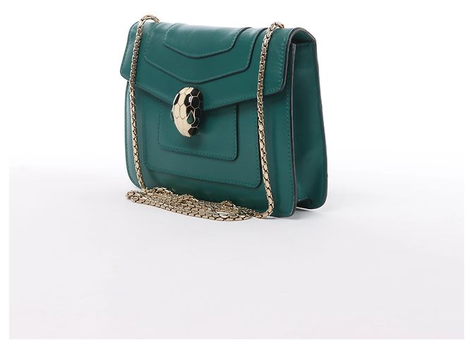 Bulgari Borsa a tracolla con catena in pelle Bvlgari Serpenti Forever in Green - vista 2