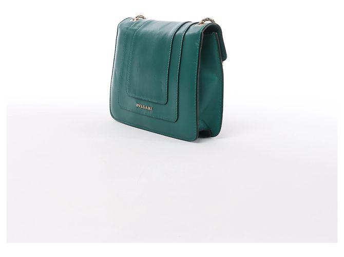 Bulgari Borsa a tracolla con catena in pelle Bvlgari Serpenti Forever in Green - vista 3