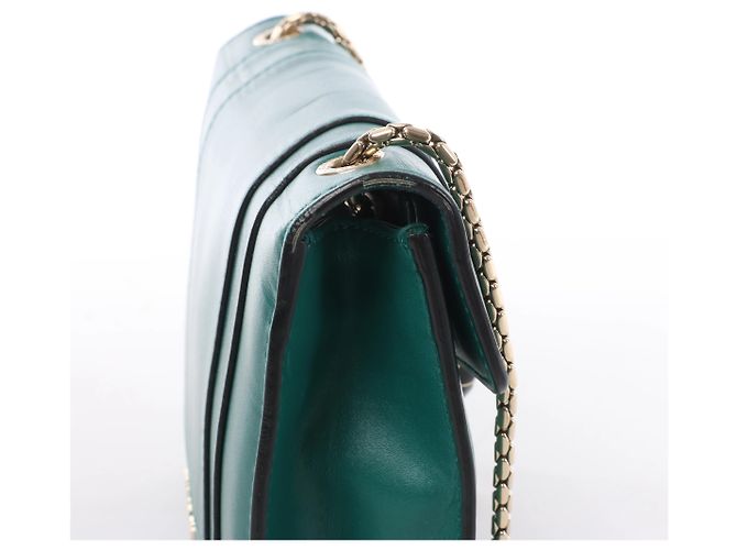 Bulgari Borsa a tracolla con catena in pelle Bvlgari Serpenti Forever in Green - vista 4