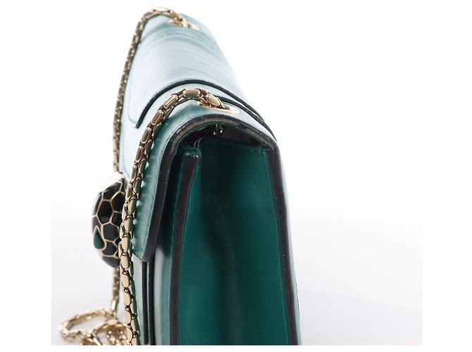 Bulgari Borsa a tracolla con catena in pelle Bvlgari Serpenti Forever in Green - vista 5