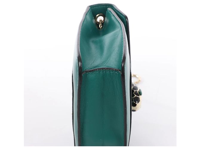 Bulgari Borsa a tracolla con catena in pelle Bvlgari Serpenti Forever in Green - vista 7