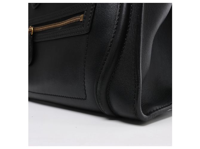 Céline Sac à main Celine Luggage Micro Shopper en cuir noir - vue 12