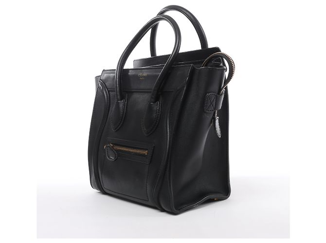 Céline Sac à main Celine Luggage Micro Shopper en cuir noir - vue 2