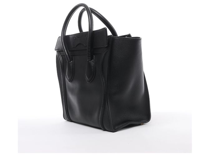 Céline Sac à main Celine Luggage Micro Shopper en cuir noir - vue 3