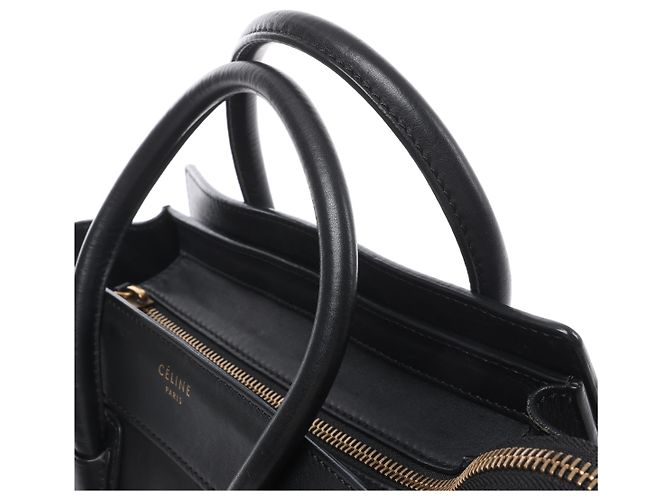 Céline Sac à main Celine Luggage Micro Shopper en cuir noir - vue 7