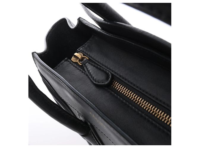 Céline Sac à main Celine Luggage Micro Shopper en cuir noir - vue 8