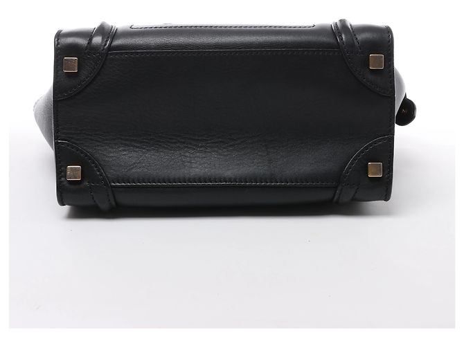 Céline Sac à main Celine Luggage Micro Shopper en cuir noir - vue 9