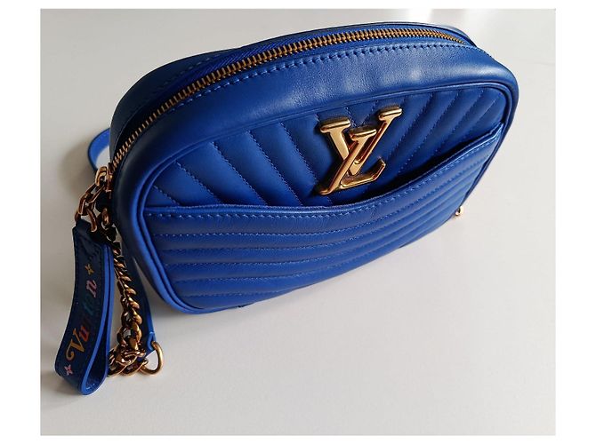 Louis Vuitton Camera Bag Schultertasche aus blauem Leder - Ansicht 13