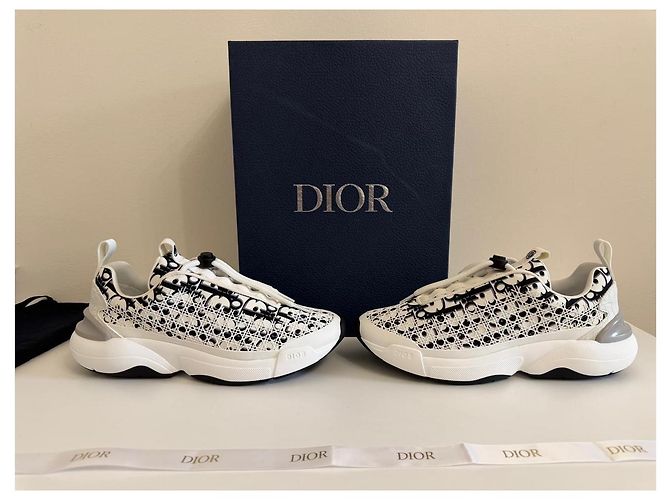 Sneakers Dior B23 Cannage Bianco e Nero - vista 3