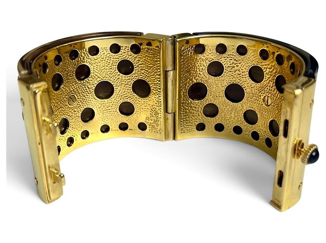 Bracciale Cuff Vintage Roberto Cavalli Brown Western BullHead con Catena - vista 6