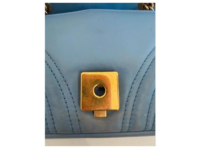 Borsa a tracolla Gucci Marmont in pelle blu - vista 6