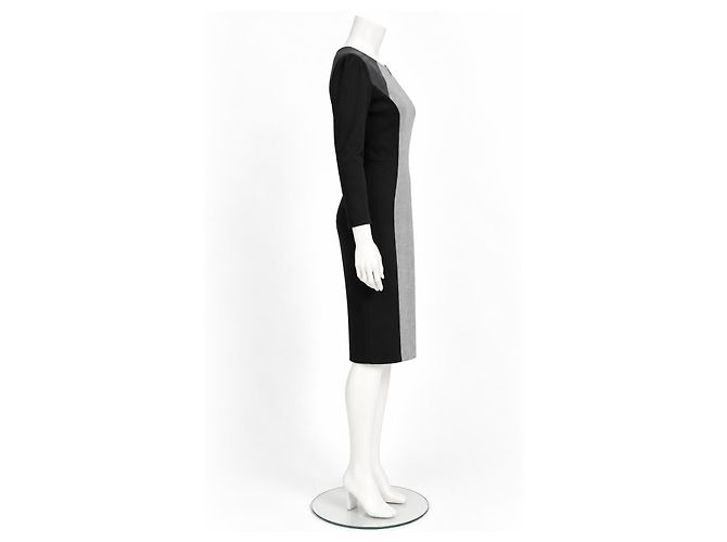 Escada Grey Colorblock Wool Blend Sheath Dress - view 3