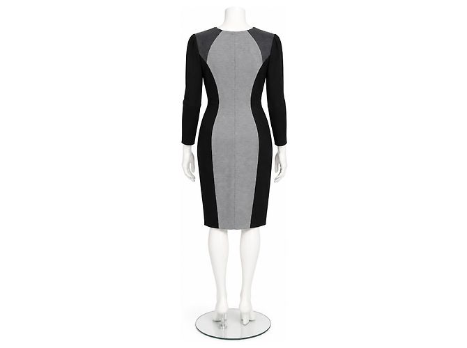 Escada Grey Colorblock Wool Blend Sheath Dress - view 4