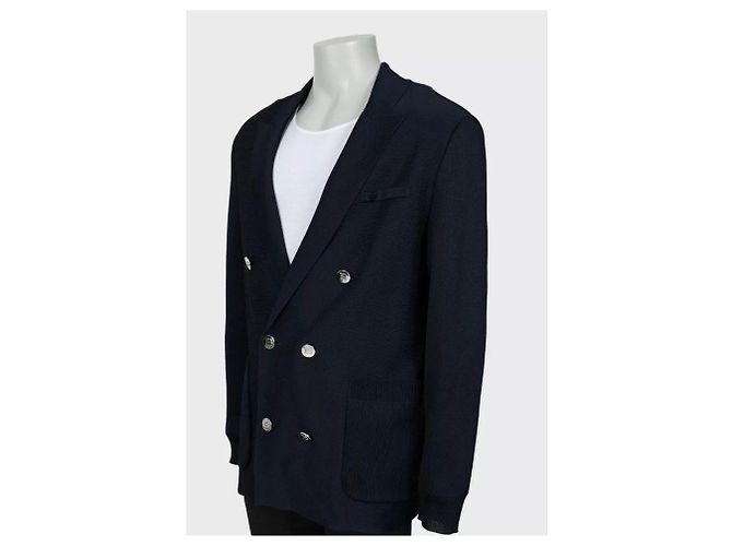 NWOT Balmain Men's Blue Double Breasted Viscose Cardigan XL Pre-owned - view 2