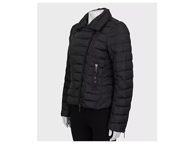 Moncler Black Fitted Down Jacket Asymmetric Zip Detachable Collar S Pre-owned - view 2