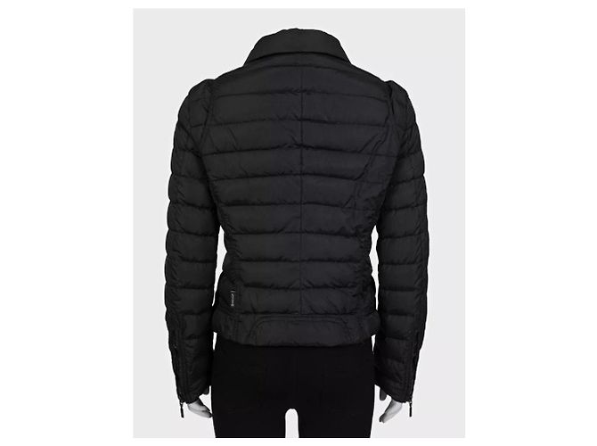 Moncler Black Fitted Down Jacket Asymmetric Zip Detachable Collar S Pre-owned - view 3