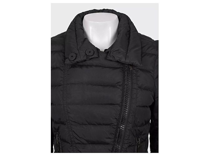 Moncler Black Fitted Down Jacket Asymmetric Zip Detachable Collar S Pre-owned - view 4
