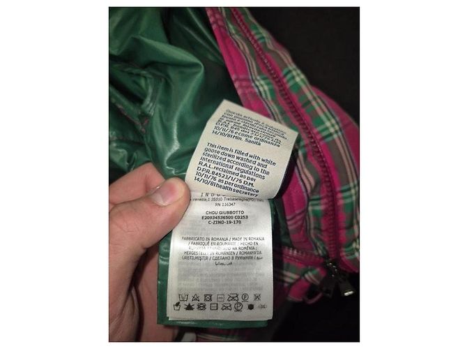 Moncler rosa karierte Daunenjacke mit Kristalldetails XXS US 0 gebraucht - Ansicht 7