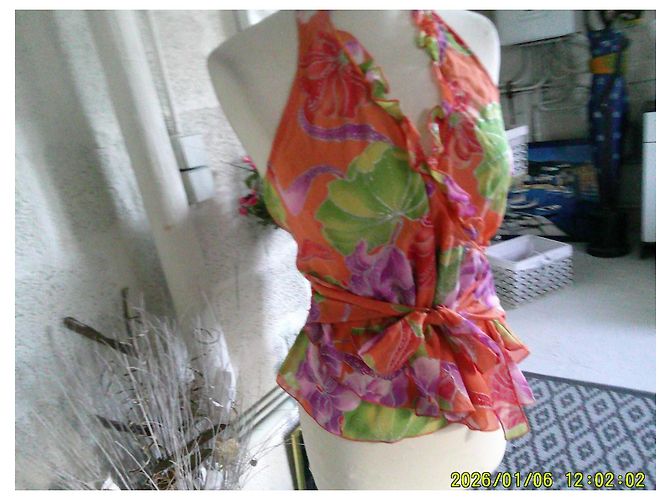 inconnue Top sin mangas Lulu H estampado floral naranja y violeta - vista 2