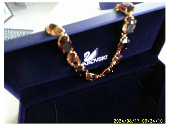 Swarovski Collar de Cristales Burdeos y Ámbar Dorado - vista 4
