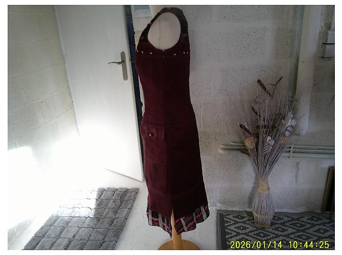 inconnue O.K.S. Leinenkleid bordeauxrot Karomuster kurz - Ansicht 4
