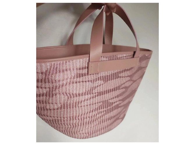 Sac cabas Missoni rose texturé - vue 3